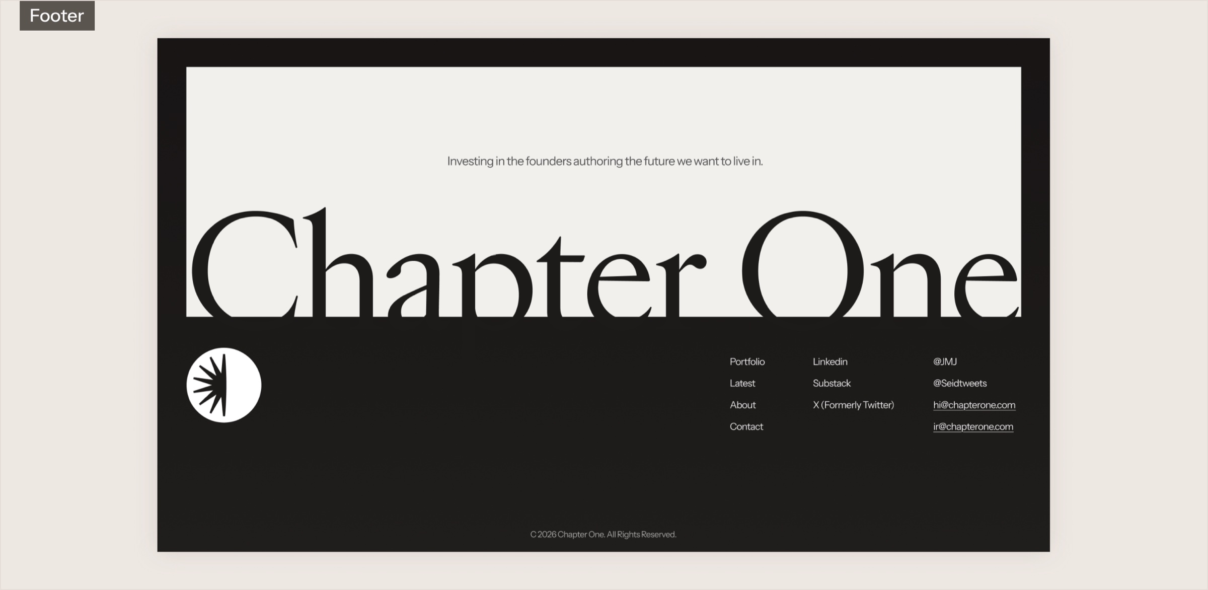 Footer of the Chapter One site