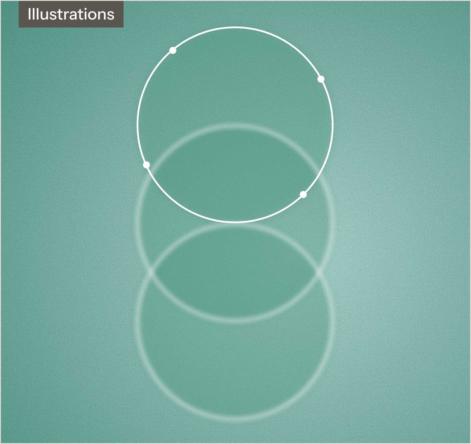 Illustrations: three overlapping rings on soft green